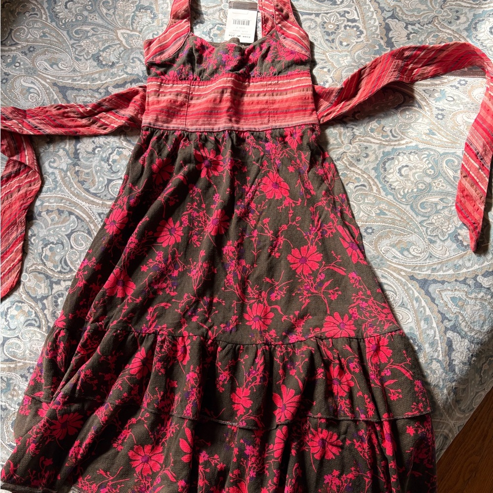 Free People Red and Black Floral Dress